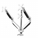 מעמד שולחני וזרוע למסך דגם Loctek DLB523 בצבע כסף עם קפיץ גז לשלושה מסכים מעמד שולחני וזרוע למסך דגם Loctek DLB523 בצבע כסף עם קפיץ גז לשלושה מסכים
