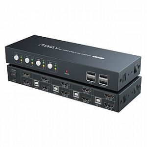 קופסת מיתוג KVM ארבעה מחשבים עם 2 מסכים Pway PW-S7402H2 KVM 4K