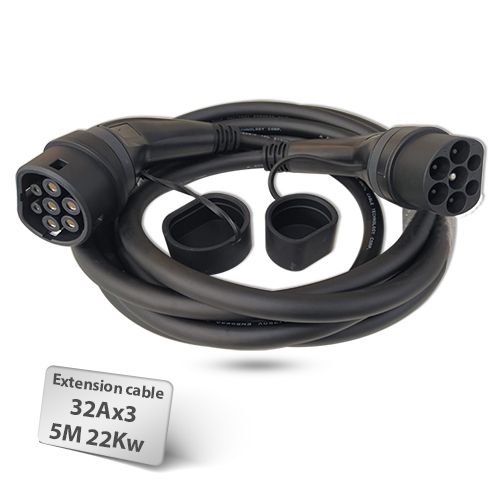 כבל מאריך לטעינת רכב חשמלי 5 מטר Braumers EV Extension Cable Type-2 to Type-2 TPU