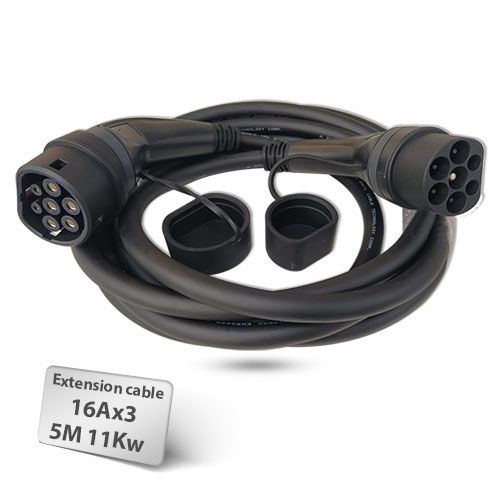 כבל מאריך לרכב חשמלי 5 מטר Braumers EV Extension Cable Type-2 to Type-2 TPU 11KW